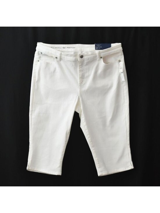 Talbots Pants - Talbots Flawless Slimming Pedal Pusher White Denim Capris Womens Pants Size 16P
